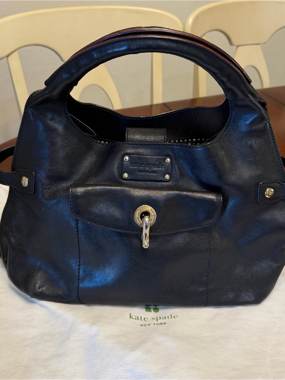 Kate Spade Stevie Kent Pebbled Black Leather Shoulder Bag with Original Dust Bag
